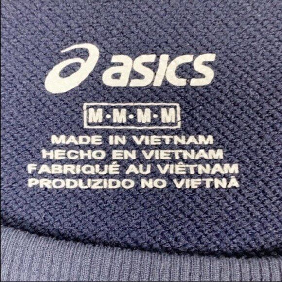 ASICS Women's Size Medium Navy Blue with White Stripe Athlete Crew Sweatshirt - Picture 3 of 5